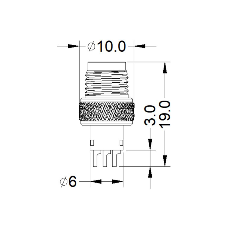 M8 5pins B code male moldable connector, unshielded